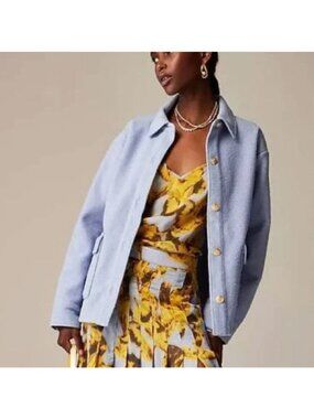 J. Crew Boucle Shirt Jacket Size XXL Light Blue